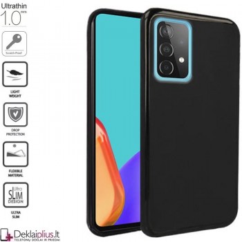 Juodas - 1mm. storio silikoninis dėklas (telefonams Samsung A52/A52 5G/A52S 5G)